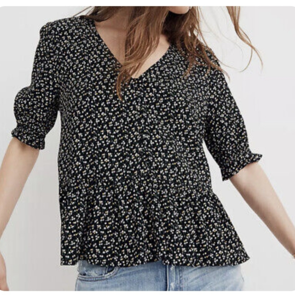 EUC Madewell Floral Peplum Top (S)